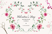 Valentine’s Day watercolor florals, a Decorative Illustration by Yuliia Lashevska (Thumbnail 1 of 11)