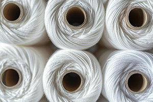 Big white threads in modern factory, a Photo by AlyaAnd