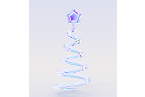 3d glass spiral Christmas tree with, a Seasonal Illustration by Marozhkastudio