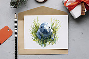 Cute Baby Watercolor Manatees Clipar, an Illustration by RobertsArt (Thumbnail 2 of 7)