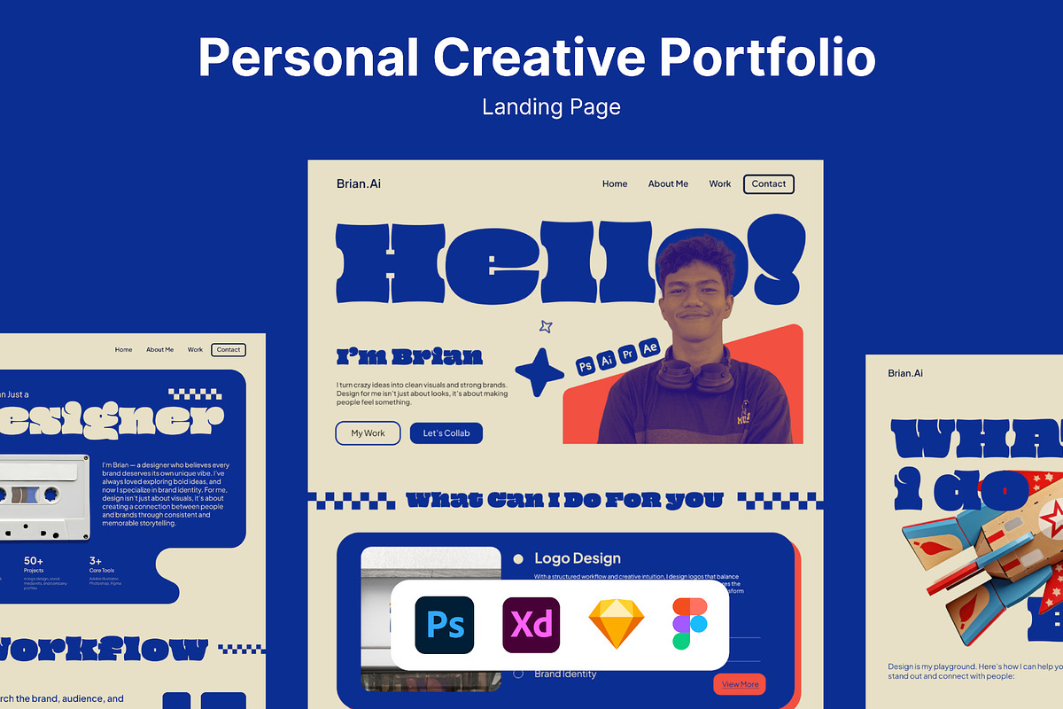 Creative Portfolio Website Template, a Landing Page Template by Glyphminds Studios (Photo 1 of 3)