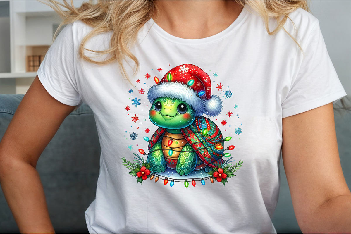 Watercolor Christmas Turtle Clipart, an Illustration by Sublimation Artist (Photo 2 of 9)