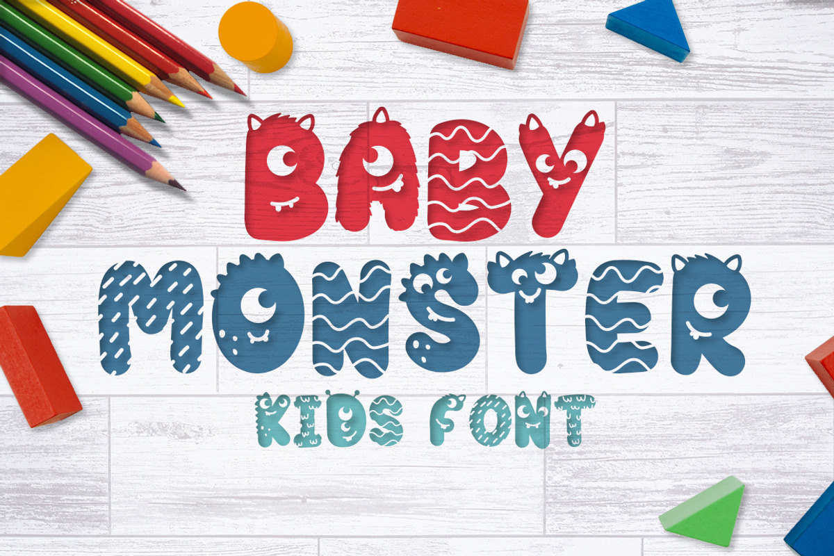 Baby Monster - Kids font, a Font by arausidp (Photo 1 of 9)