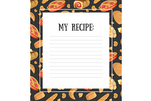 My Recipe Blank Card Template with, a Food Illustration by TopVectors