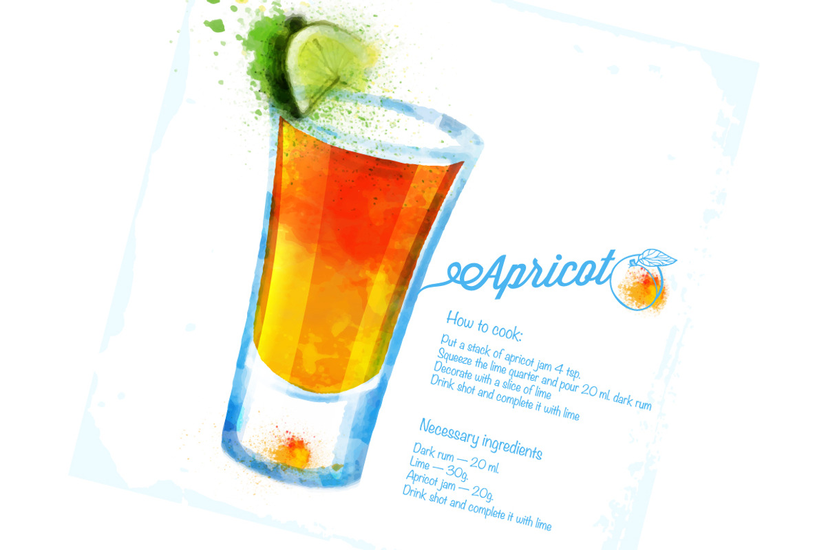 Watercolor set cocktails a cooking, a Food Illustration by Vikpit (Photo 8 of 11)