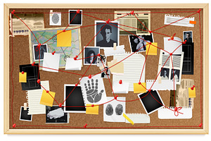 Realistic detective board. True, an Illustration by Stock-Smart-Start