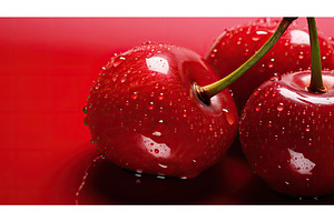 vibrant ripe cherry background ai, a Food & Drink Photo by pikepicture