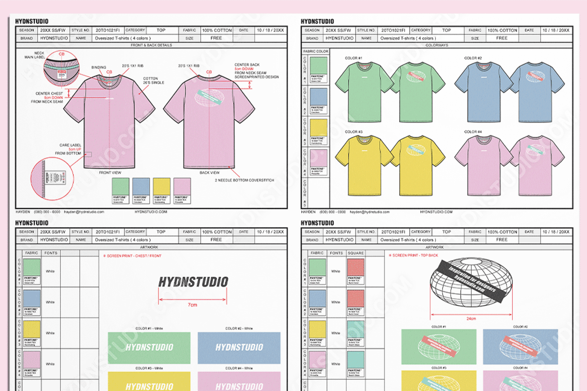 T-Shirts Tech Pack Template, an Apparel Mockup by HYDNSTUDIO (Photo 5 of 6)