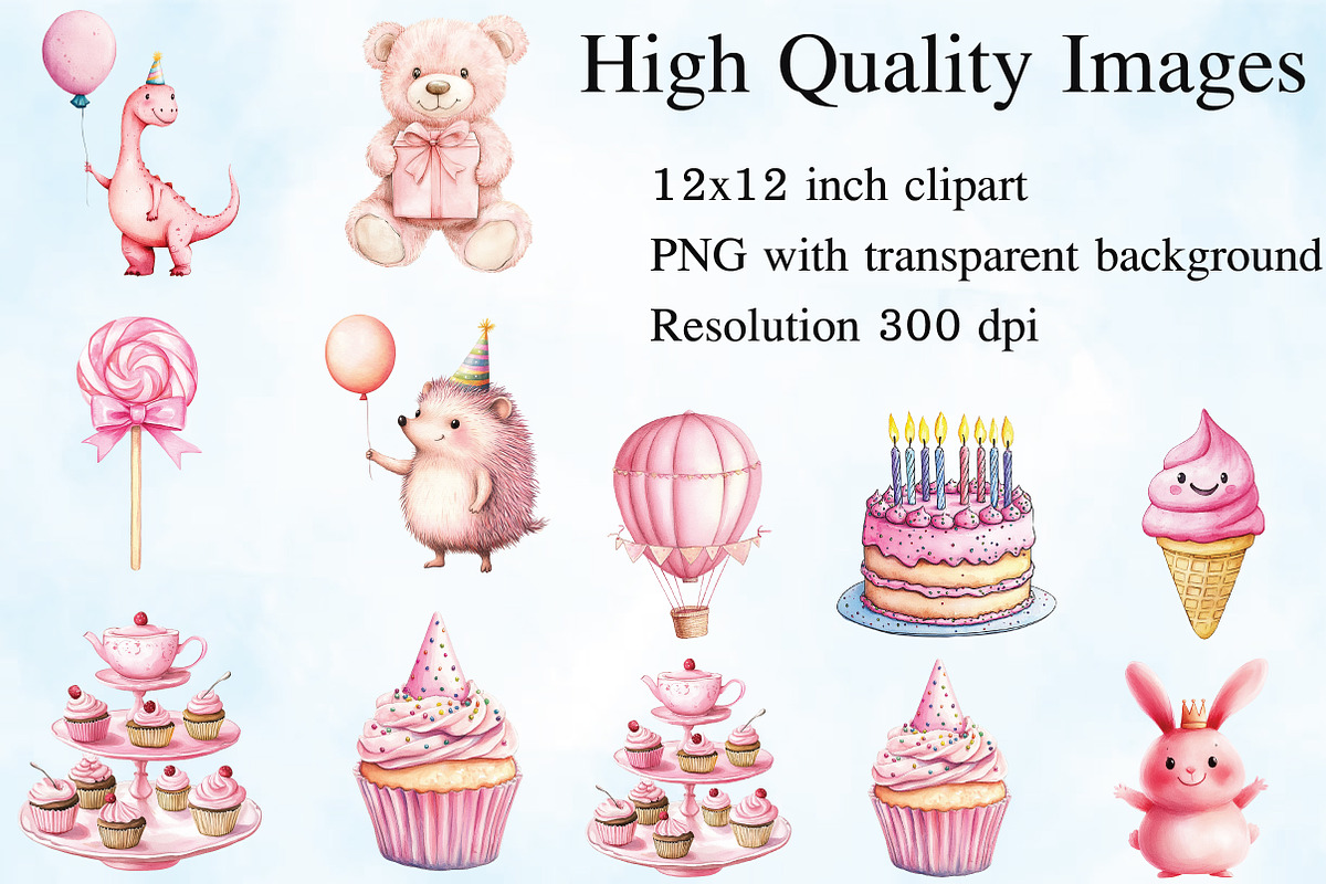 Pink Kids Birthday Clipart, an Illustration by Craft Nest (Photo 2 of 5)