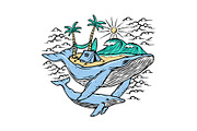 Beach and whales illustration, an Animal Illustration by gunaonedesign (Thumbnail 1 of 4)