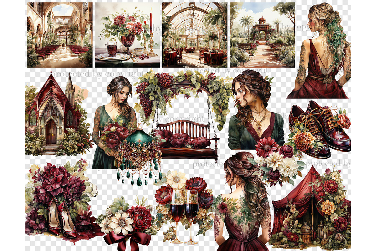 Bohemian Wedding Clipart | Marsala, a Person Illustration by GlamArtZhanna (Photo 5 of 5)