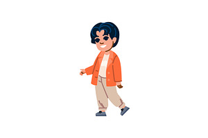 Stylish child walking and smiling, an Illustration by pikepicture