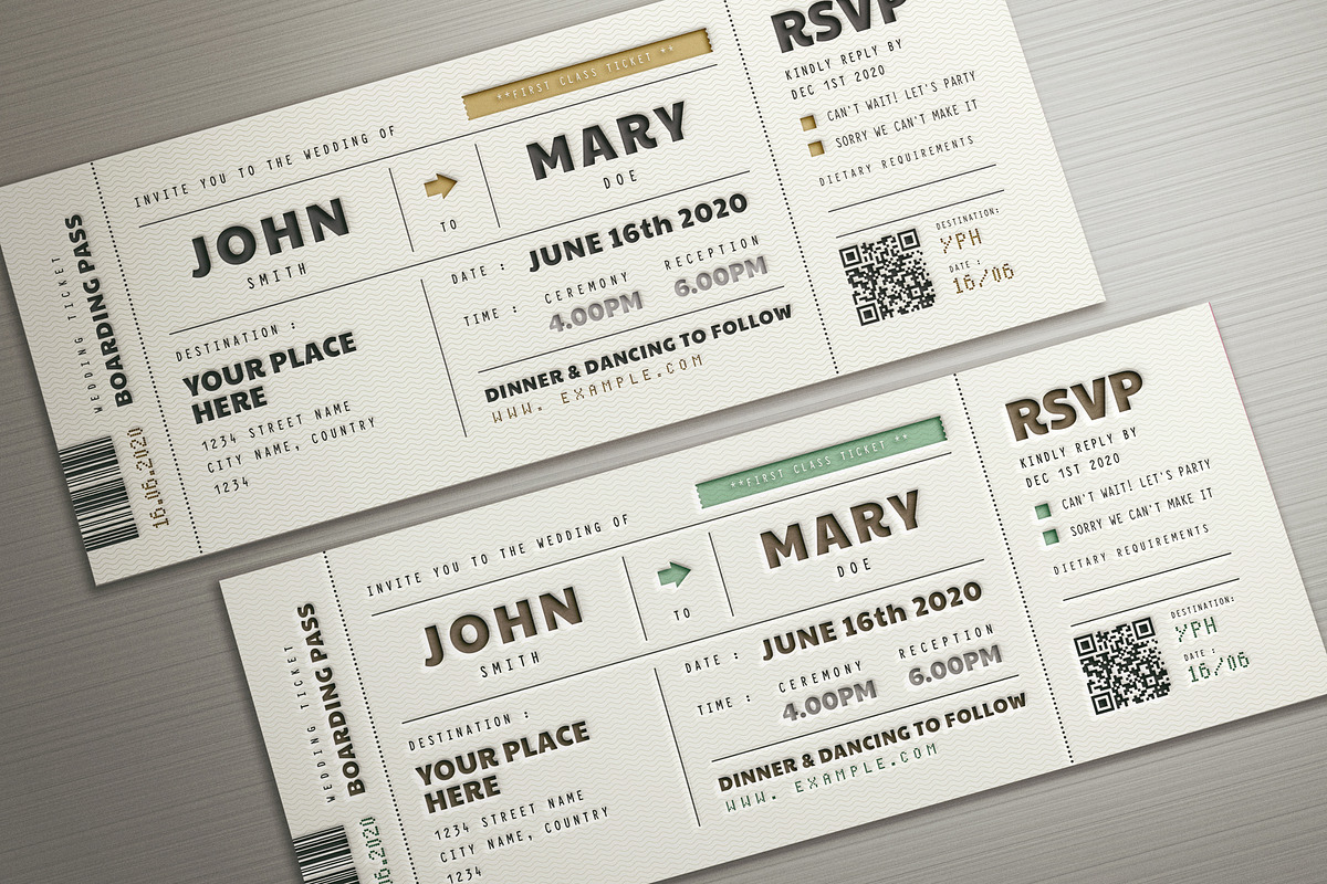 Boarding Pass Wedding Invitation, an Invitation Template by Vynetta (Photo 2 of 3)