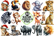 Safari Animals Watercolor Clipart, an Illustration by Pixels.Craft (Thumbnail 1 of 7)