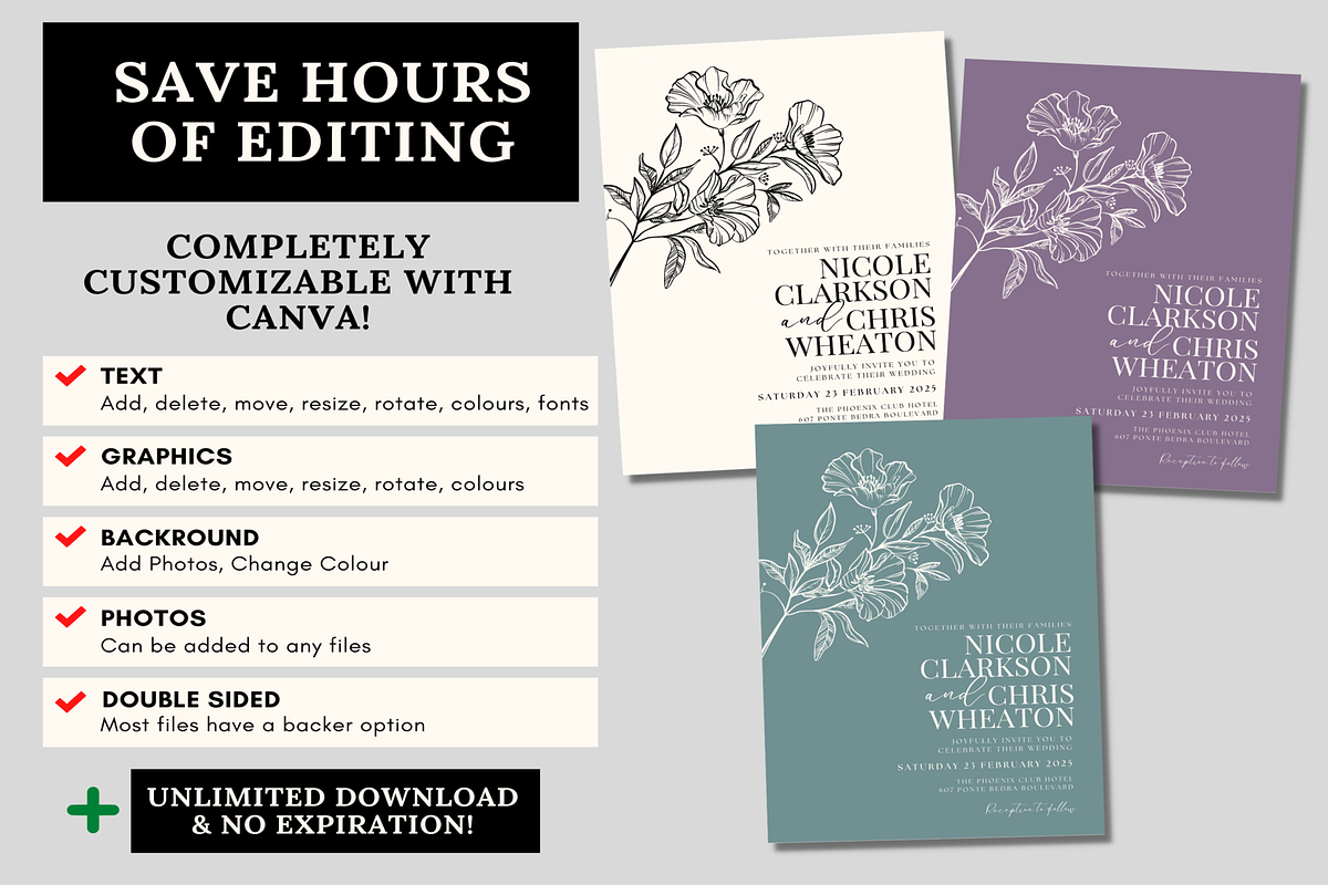 Black Wedding Invitation Template, an Invitation Template by LushBury (Photo 4 of 5)
