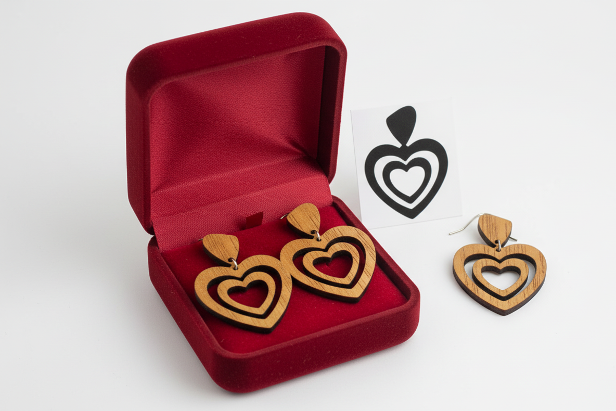 Heart Shape Earring Laser Cut File, an Object Graphic by Amazin_art (Photo 5 of 6)