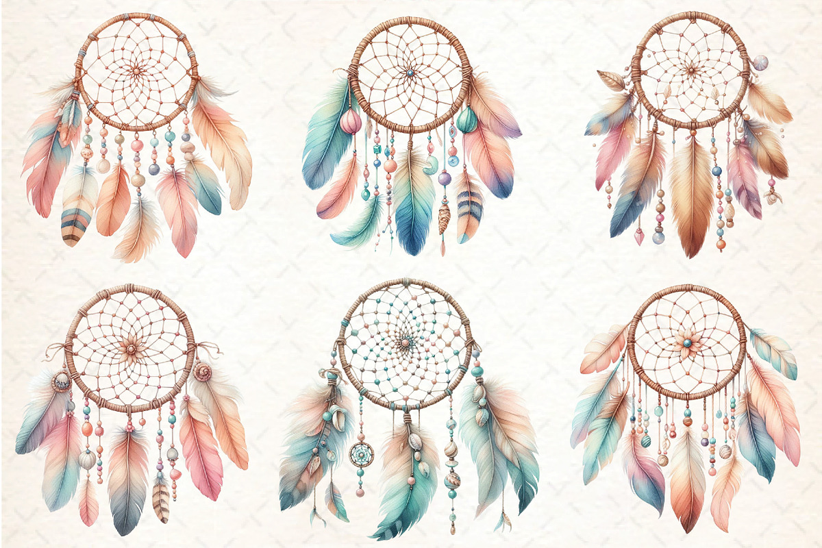 Watercolor Boho Dreamcatcher Clipar, an Illustration by DreamCafeArt (Photo 2 of 4)