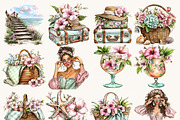 Orchid Beach Summer Clipart, a Seasonal Illustration by BusyDaydesign (Thumbnail 2 of 9)