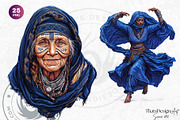 Berber Tuareg Woman clipart Set, a Person Illustration by ThatsDesignArt (Thumbnail 9 of 10)
