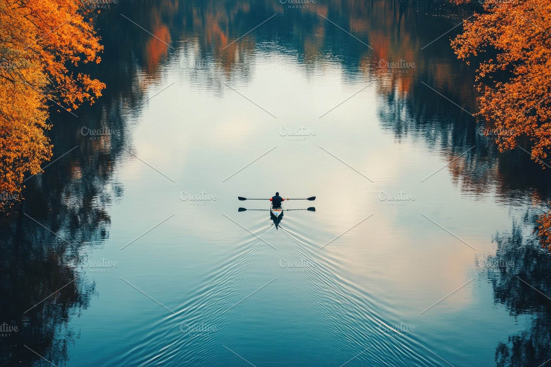 Autumn lake with a small boat, a Photo by Pavel_design