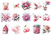 Valentines Day Watercolor Clipart, an Illustration by SinaCreation (Thumbnail 2 of 11)
