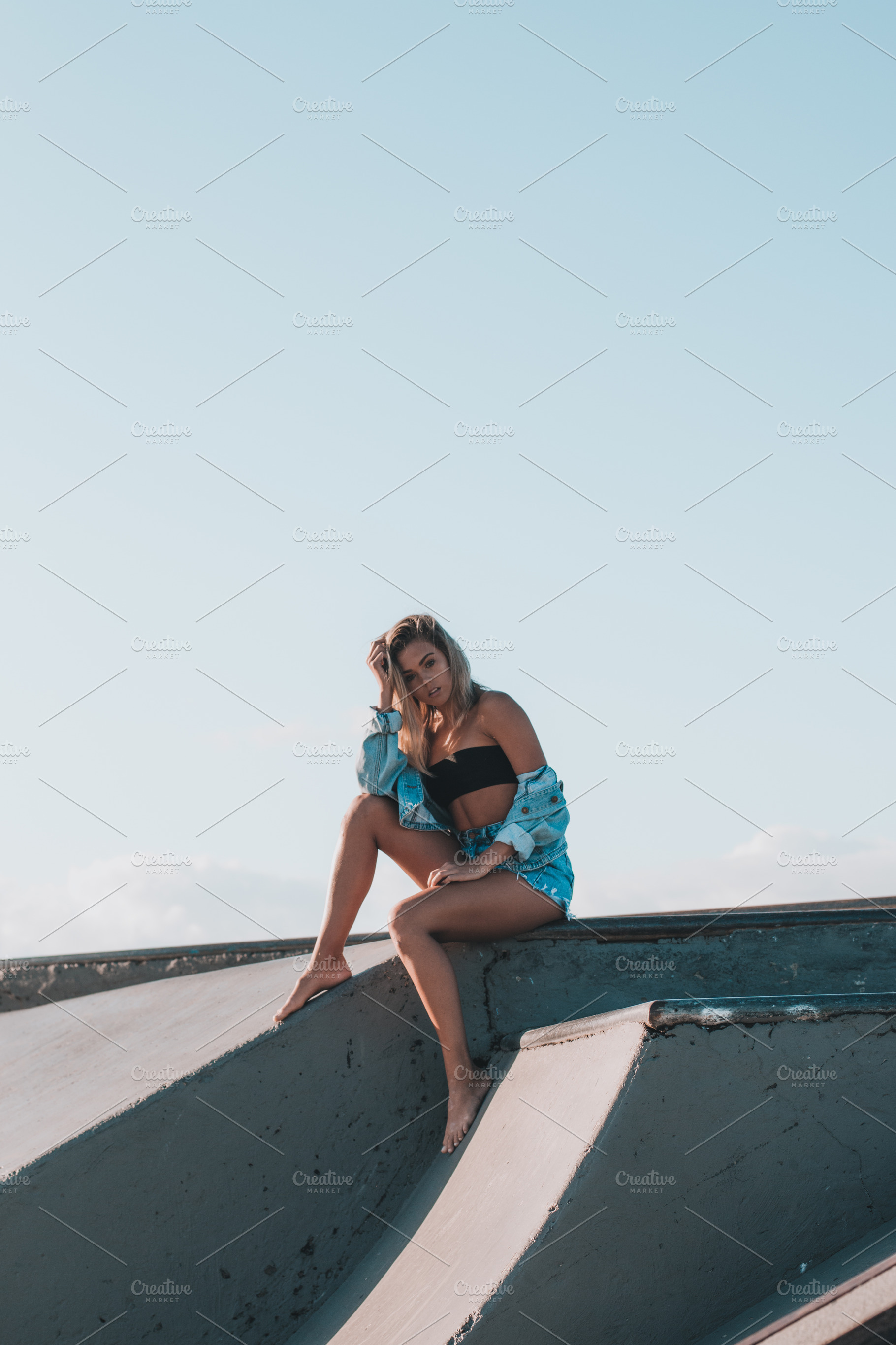 Young woman at skatepark containing blonde, hair, and skate, a Person Photo by Chris Joel Campbell