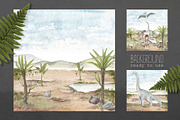 DINOSAURS watercolor set, an Animal Illustration by Natali Smolova (Thumbnail 7 of 11)