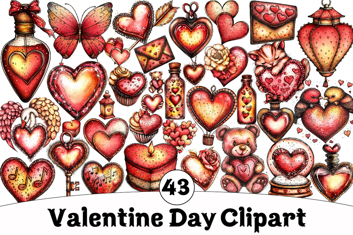 Valentine Day Clipart, an Illustration by Design Market (Photo 1 of 5)