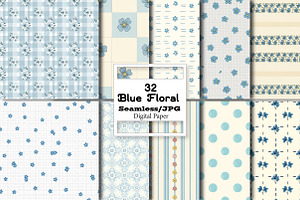 Blue Floral Pattern Set, a Pattern Graphic by Wow Magic