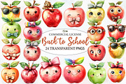 Back to School Funny Apple Clipart, an Illustration by Designworld (Thumbnail 1 of 6)