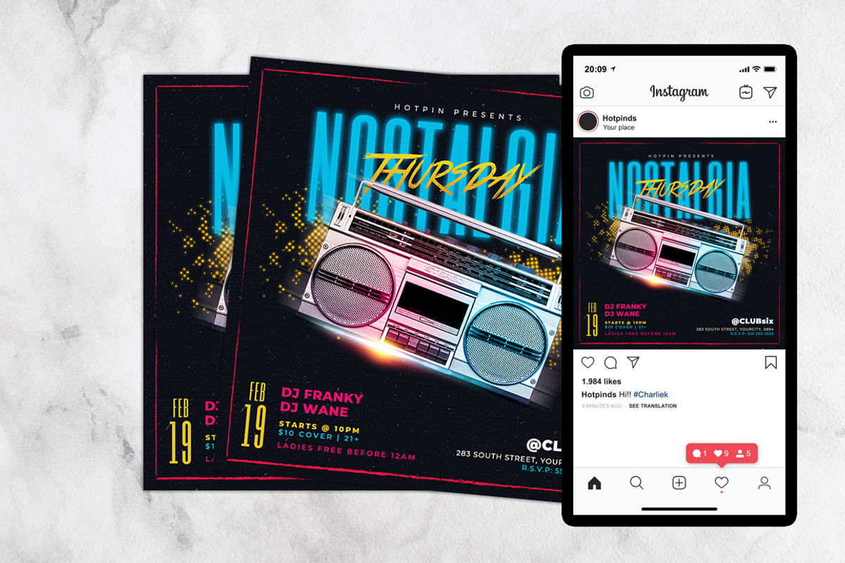Retro 90s Party Flyer Template, a Flyer Template by Hotpin (Photo 2 of 3)