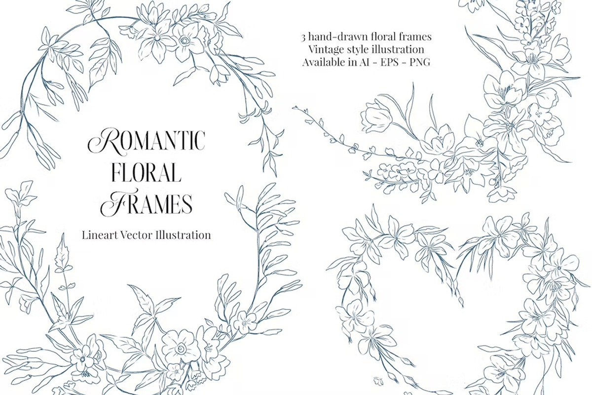 Romantic Floral Frames, a Decorative Illustration by FDR Studio