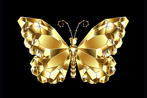 Gold Polygonal Butterfly