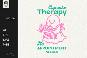 Ghost holding a tray of cupcakes, a Graphic by shaondesigns