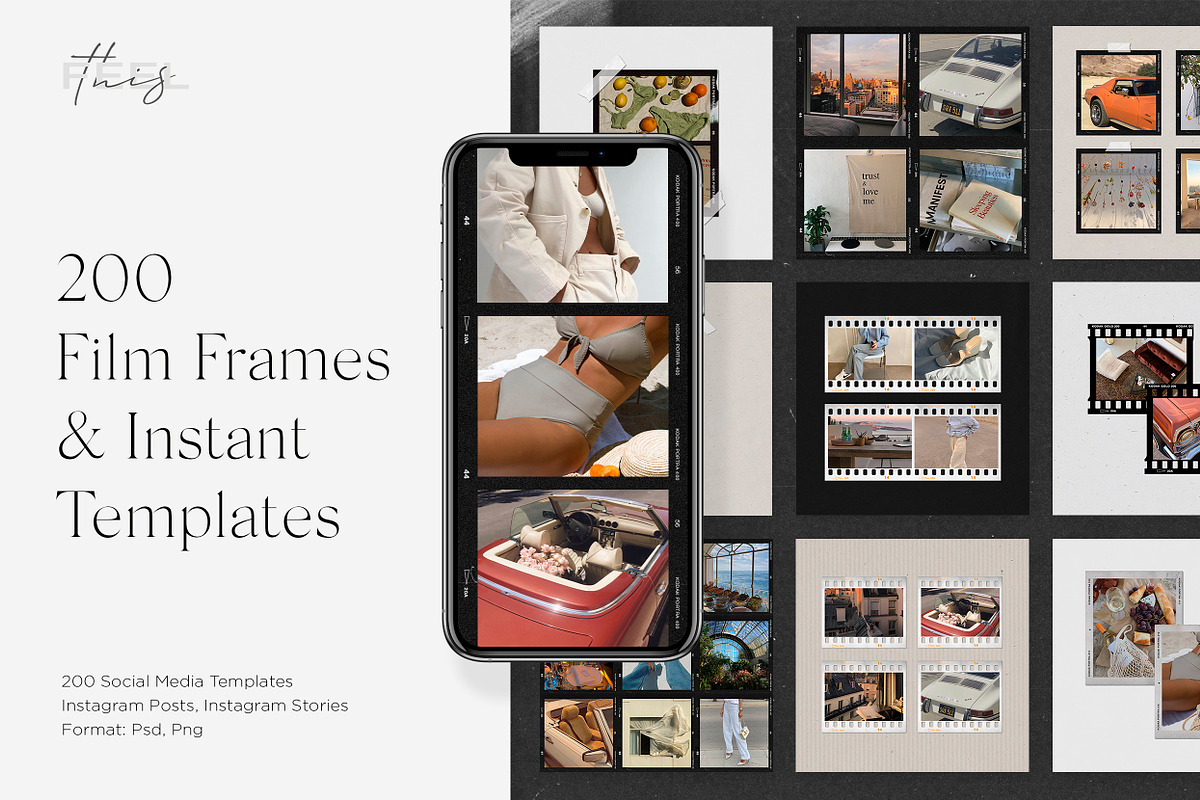 200 Film Frames & Instant Templates, a Social Media Template by Feel This (Photo 1 of 32)