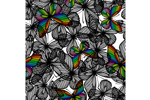 Seamless pattern black and rainbow, an Animal Illustration by Nenahliadava Design