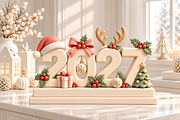 Christmas 2027 Decor Sign STL 3D, a Characters & Person 3D Model by Design Station (Thumbnail 1 of 3)