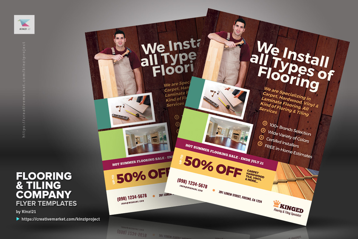 Flooring & Tiling Company Flyers, a Flyer Template by kinzi21
