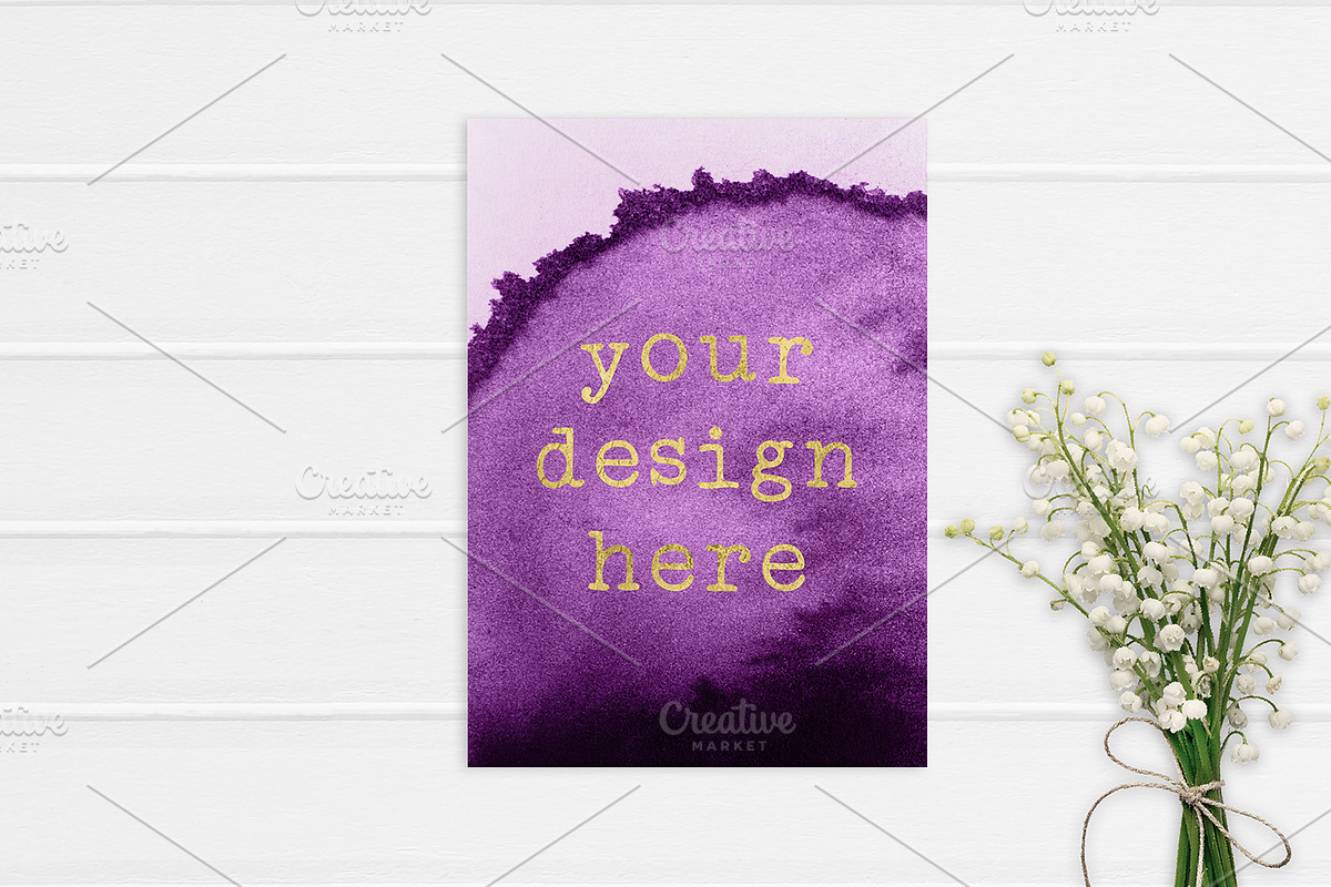 Simple A4 artwork mockup and flowers, a Print Template by Garlic Friday Design (Photo 2 of 2)