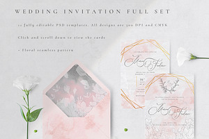 Wedding Invitation Full Set. PSD