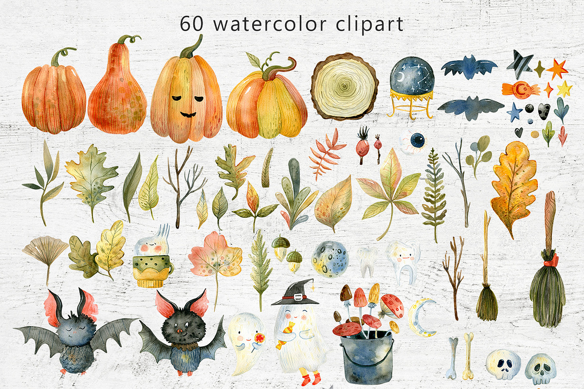 Magic Halloween Watercolor Set, an Object Illustration by annasokol_ (Photo 2 of 8)