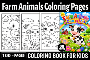 FARM ANIMALS COLORING BOOK for KIDS, an Animal Illustration by Ink Gallery