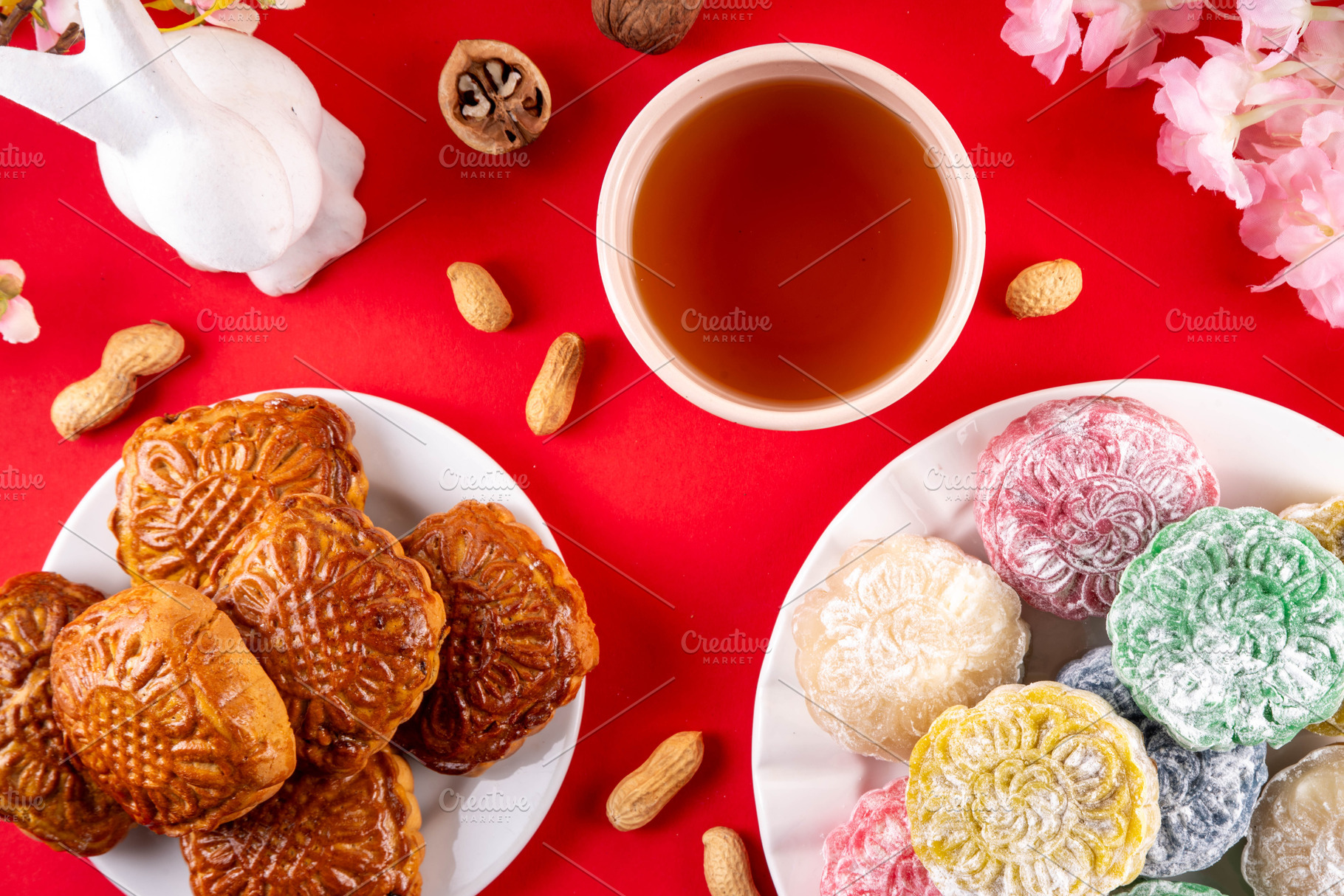 Mid-Autumn fall seasonal holiday background with mooncakes, a Holiday Photo by Rimma