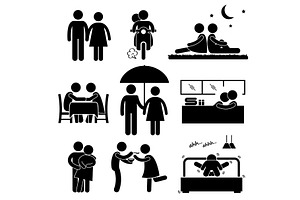 Lover Couple Relationship Activities, an Icon by Leremy Stick Figures