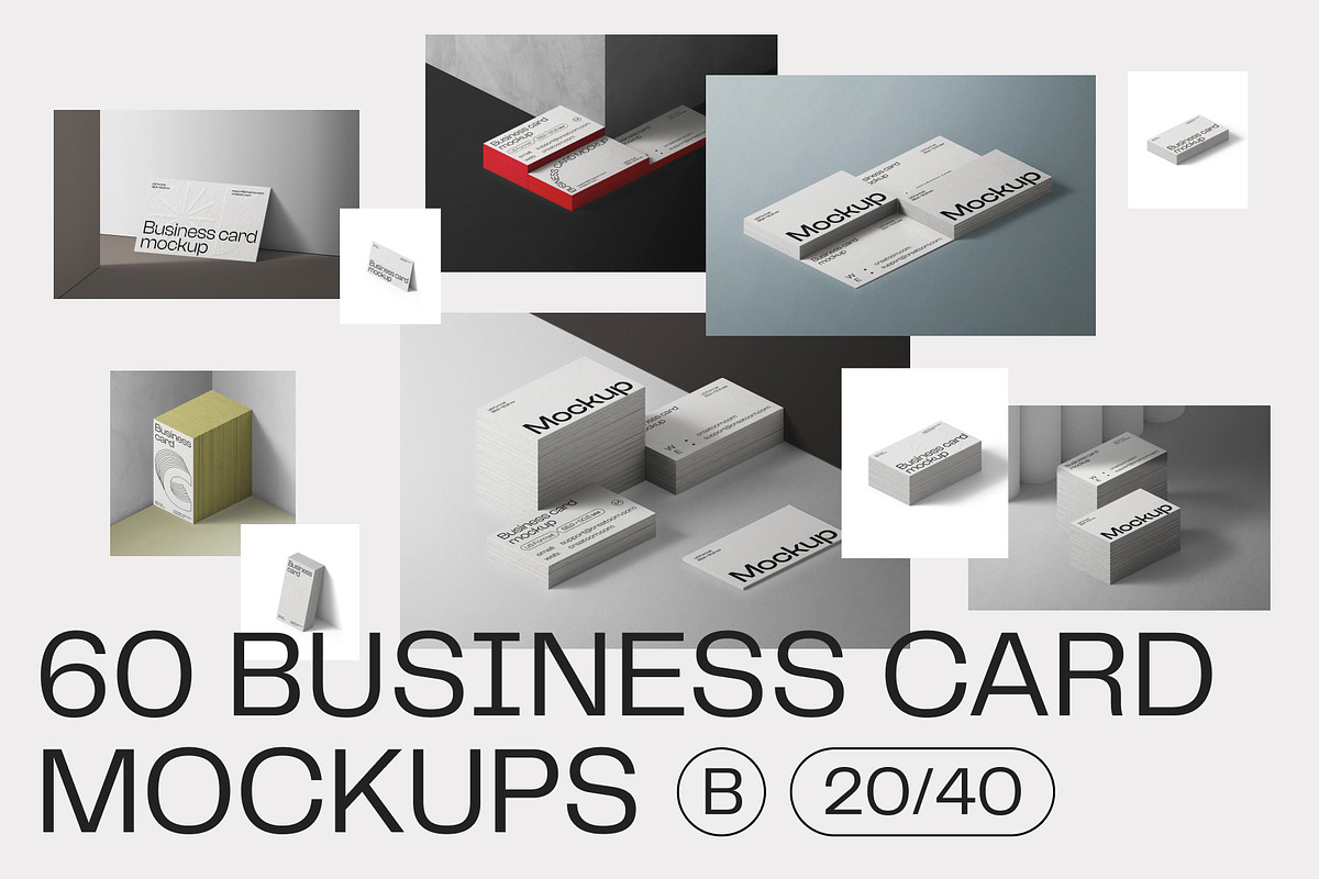 60 Business card mockups, a Product Mockup by Creatoom