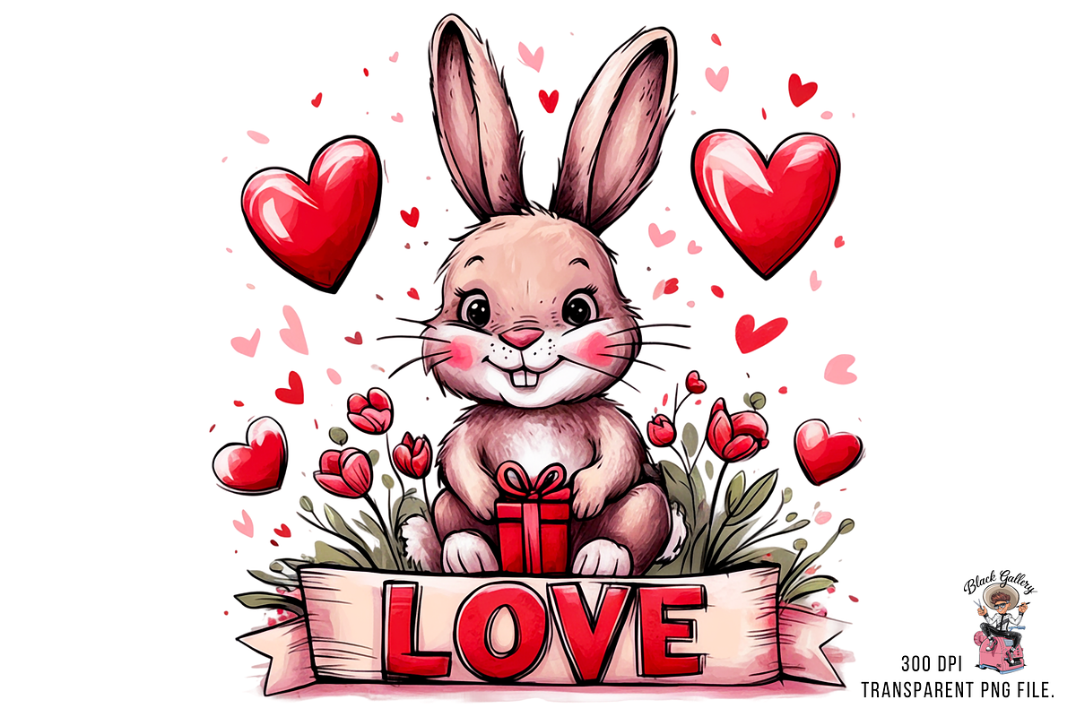 Bunny love PNG Clipart Bundle, a Graphic by Clipart Bloom (Photo 7 of 12)