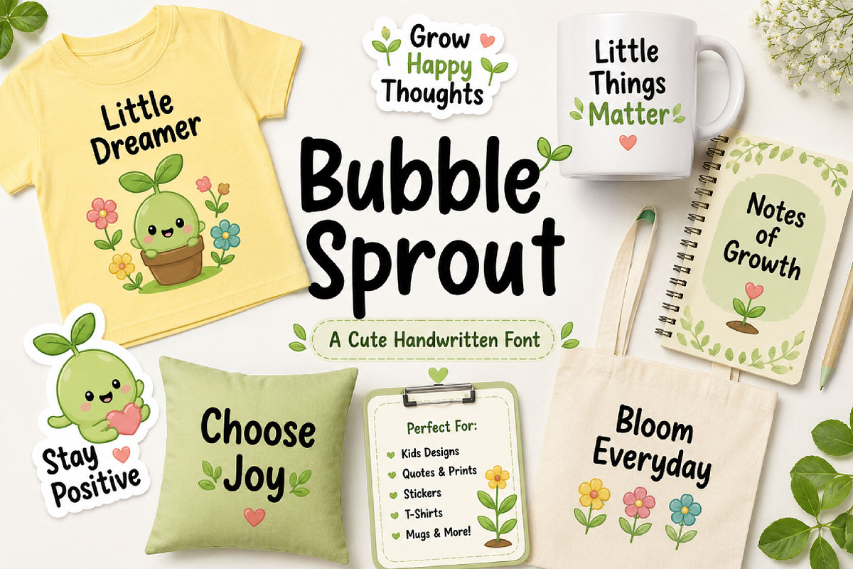 Bubble Sprout, a Script Font by Wow Magic (Photo 2 of 4)