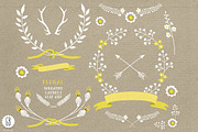 Wreaths laurels ribbons folk flowers, an Illustration by GrafikBoutique (Thumbnail 1 of 3)