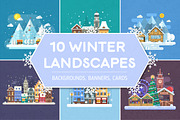 Winter Backgrounds and Landscapes, a Decorative Illustration by Alex Krugli (Thumbnail 1 of 11)