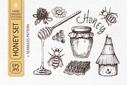 Hand drawn honey illustrations, a Food Illustration by natadanko (Thumbnail 1 of 2)